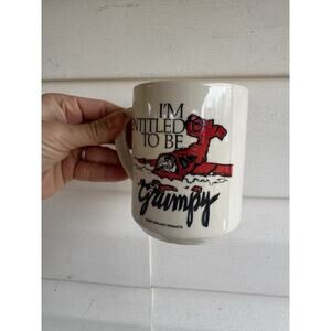 Vintage 80's Pilot Mug "I'm Entitled to Be Grumpy" Aircraft Humor Plane Flight